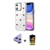 MARSİLYAN™- iPhone 11 Kılıf Yörünge Form - Siyah Buffer Cam Ekran Koruyucu + Raze Metal Kamera Lens - MR