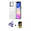 MARSİLYAN™- iPhone 11 Kılıf Yörünge Form - Siyah Buffer Cam Ekran Koruyucu + Raze Metal Kamera Lens - MR