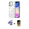 MARSİLYAN™- iPhone 11 Kılıf Yörünge Form - Siyah Buffer Cam Ekran Koruyucu + Raze Metal Kamera Lens - MR