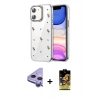 MARSİLYAN™- iPhone 11 Kılıf Yörünge Form - Siyah Buffer Cam Ekran Koruyucu + Raze Metal Kamera Lens - MR