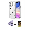 MARSİLYAN™- iPhone 11 Kılıf Yörünge Form - Siyah Buffer Cam Ekran Koruyucu + Raze Metal Kamera Lens - MR
