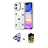 MARSİLYAN™- iPhone 11 Kılıf Yörünge Form - Siyah Buffer Cam Ekran Koruyucu + Raze Metal Kamera Lens - MR