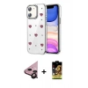MARSİLYAN™- iPhone 11 Kılıf Yörünge Form - Siyah Buffer Cam Ekran Koruyucu + Raze Metal Kamera Lens - SH