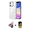 MARSİLYAN™- iPhone 11 Kılıf Yörünge Form - Siyah Buffer Cam Ekran Koruyucu + Raze Metal Kamera Lens - SH