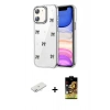 MARSİLYAN™- iPhone 11 Kılıf Yörünge Form - Siyah Buffer Cam Ekran Koruyucu + Renkli Kamera Lens Koruma Cam - SI
