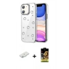 MARSİLYAN™- iPhone 11 Kılıf Yörünge Form - Siyah Buffer Cam Ekran Koruyucu + Renkli Kamera Lens Koruma Cam - SI