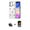 MARSİLYAN™- iPhone 11 Kılıf Yörünge Form - Siyah Buffer Hayalet Cam Ekran Koruyucu + Kamera Lens Koruma Cam - SF