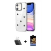 MARSİLYAN™- iPhone 11 Kılıf Yörünge Form - Siyah Buffer Hayalet Cam Ekran Koruyucu + Kamera Lens Koruma Cam - SF