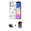 MARSİLYAN™- iPhone 11 Kılıf Yörünge Form - Siyah Buffer Hayalet Cam Ekran Koruyucu + Kamera Lens Koruma Cam - SF