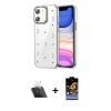 MARSİLYAN™- iPhone 11 Kılıf Yörünge Form - Siyah Buffer Hayalet Cam Ekran Koruyucu + Kamera Lens Koruma Cam - SF