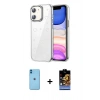 MARSİLYAN™- iPhone 11 Kılıf Yörünge Form - Siyah Buffer Hayalet Cam Ekran Koruyucu + Neon Fosforlu Kamera Lens - MI