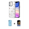 MARSİLYAN™- iPhone 11 Kılıf Yörünge Form - Siyah Buffer Hayalet Cam Ekran Koruyucu + Neon Fosforlu Kamera Lens - MI