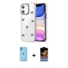 MARSİLYAN™- iPhone 11 Kılıf Yörünge Form - Siyah Buffer Hayalet Cam Ekran Koruyucu + Neon Fosforlu Kamera Lens - MI