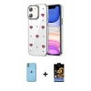 MARSİLYAN™- iPhone 11 Kılıf Yörünge Form - Siyah Buffer Hayalet Cam Ekran Koruyucu + Neon Fosforlu Kamera Lens - YL