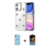 MARSİLYAN™- iPhone 11 Kılıf Yörünge Form - Siyah Buffer Hayalet Cam Ekran Koruyucu + Neon Fosforlu Kamera Lens - YL