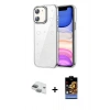 MARSİLYAN™- iPhone 11 Kılıf Yörünge Form - Siyah Buffer Hayalet Cam Ekran Koruyucu + Pers Alüminyum Kamera Lens - YL