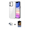MARSİLYAN™- iPhone 11 Kılıf Yörünge Form - Siyah Buffer Hayalet Cam Ekran Koruyucu + Pers Alüminyum Kamera Lens - LT