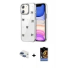 MARSİLYAN™- iPhone 11 Kılıf Yörünge Form - Siyah Buffer Hayalet Cam Ekran Koruyucu + Pers Alüminyum Kamera Lens - LT