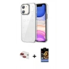 MARSİLYAN™- iPhone 11 Kılıf Yörünge Form - Siyah Buffer Hayalet Cam Ekran Koruyucu + Pers Alüminyum Kamera Lens - KI