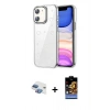 MARSİLYAN™- iPhone 11 Kılıf Yörünge Form - Siyah Buffer Hayalet Cam Ekran Koruyucu + Pers Alüminyum Kamera Lens - GI