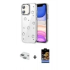 MARSİLYAN™- iPhone 11 Kılıf Yörünge Form - Siyah Buffer Hayalet Cam Ekran Koruyucu + Pers Alüminyum Kamera Lens - YL