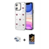 MARSİLYAN™- iPhone 11 Kılıf Yörünge Form - Siyah Buffer Hayalet Cam Ekran Koruyucu + Pers Alüminyum Kamera Lens - GI