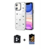 MARSİLYAN™- iPhone 11 Kılıf Yörünge Form - Siyah Buffer Hayalet Cam Ekran Koruyucu + PVD Metal Kamera Lens - MI