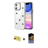 MARSİLYAN™- iPhone 11 Kılıf Yörünge Form - Siyah Buffer Hayalet Cam Ekran Koruyucu + Rainbow Kamera Lens Koruma Cam - KI