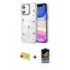MARSİLYAN™- iPhone 11 Kılıf Yörünge Form - Siyah Buffer Hayalet Cam Ekran Koruyucu + Rainbow Kamera Lens Koruma Cam - KI