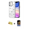 MARSİLYAN™- iPhone 11 Kılıf Yörünge Form - Siyah Buffer Hayalet Cam Ekran Koruyucu + Rainbow Kamera Lens Koruma Cam - KI