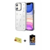 MARSİLYAN™- iPhone 11 Kılıf Yörünge Form - Siyah Buffer Hayalet Cam Ekran Koruyucu + Rainbow Kamera Lens Koruma Cam - KI