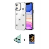 MARSİLYAN™- iPhone 11 Kılıf Yörünge Form - Siyah Buffer Hayalet Cam Ekran Koruyucu + Raze Metal Kamera Lens - MI