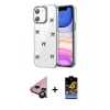 MARSİLYAN™- iPhone 11 Kılıf Yörünge Form - Siyah Buffer Hayalet Cam Ekran Koruyucu + Raze Metal Kamera Lens - SH