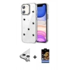 MARSİLYAN™- iPhone 11 Kılıf Yörünge Form - Siyah Buffer Hayalet Cam Ekran Koruyucu + Raze Metal Kamera Lens - GS