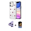 MARSİLYAN™- iPhone 11 Kılıf Yörünge Form - Siyah Buffer Hayalet Cam Ekran Koruyucu + Raze Metal Kamera Lens - MR