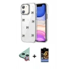 MARSİLYAN™- iPhone 11 Kılıf Yörünge Form - Siyah Buffer Hayalet Cam Ekran Koruyucu + Raze Metal Kamera Lens - KI