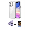 MARSİLYAN™- iPhone 11 Kılıf Yörünge Form - Siyah Buffer Hayalet Cam Ekran Koruyucu + Raze Metal Kamera Lens - MR