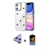 MARSİLYAN™- iPhone 11 Kılıf Yörünge Form - Siyah Buffer Hayalet Cam Ekran Koruyucu + Raze Metal Kamera Lens - MR