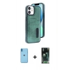 MARSİLYAN™- iPhone 11 Kılıf Yörünge Işık Serisi - Şeffaf 360 Full Body Arka Koruyucu + Neon Fosforlu Kamera Lens - MI