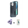 MARSİLYAN™- iPhone 11 Kılıf Yörünge Işık Serisi - Şeffaf Pasifik Cam Ekran Koruyucu + Raze Metal Kamera Lens - MR