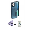 MARSİLYAN™- iPhone 11 Kılıf Yörünge Işık Serisi - Şeffaf Pasifik Cam Ekran Koruyucu + Raze Metal Kamera Lens - MR
