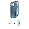 MARSİLYAN™- iPhone 11 Kılıf Yörünge Işık Serisi - Şeffaf Pasifik Cam Ekran Koruyucu + Renkli Kamera Lens Koruma Cam - YL