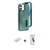 MARSİLYAN™- iPhone 11 Kılıf Yörünge Işık Serisi - Şeffaf Pasifik Cam Ekran Koruyucu + Renkli Kamera Lens Koruma Cam - YL