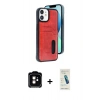 MARSİLYAN™- iPhone 11 Kılıf Yörünge Işık Serisi - Şeffaf Pasifik Cam Ekran Koruyucu + PVD Metal Kamera Lens - TU