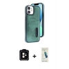 MARSİLYAN™- iPhone 11 Kılıf Yörünge Işık Serisi - Şeffaf Pasifik Cam Ekran Koruyucu + PVD Metal Kamera Lens - TU