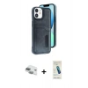 MARSİLYAN™- iPhone 11 Kılıf Yörünge Işık Serisi - Şeffaf Pasifik Cam Ekran Koruyucu + Pers Alüminyum Kamera Lens - YL