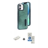 MARSİLYAN™- iPhone 11 Kılıf Yörünge Işık Serisi - Şeffaf Royal Nano Ekran Koruyucu + Renkli Kamera Lens Koruma Cam - SI