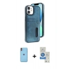 MARSİLYAN™- iPhone 11 Kılıf Yörünge Işık Serisi - Şeffaf Royal Nano Ekran Koruyucu + Neon Fosforlu Kamera Lens - TU