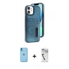 MARSİLYAN™- iPhone 11 Kılıf Yörünge Işık Serisi - Şeffaf Uv Polymer Nano Ekran Koruyucu + Neon Fosforlu Kamera Lens - MI