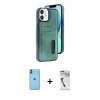 MARSİLYAN™- iPhone 11 Kılıf Yörünge Işık Serisi - Şeffaf Uv Polymer Nano Ekran Koruyucu + Neon Fosforlu Kamera Lens - MI